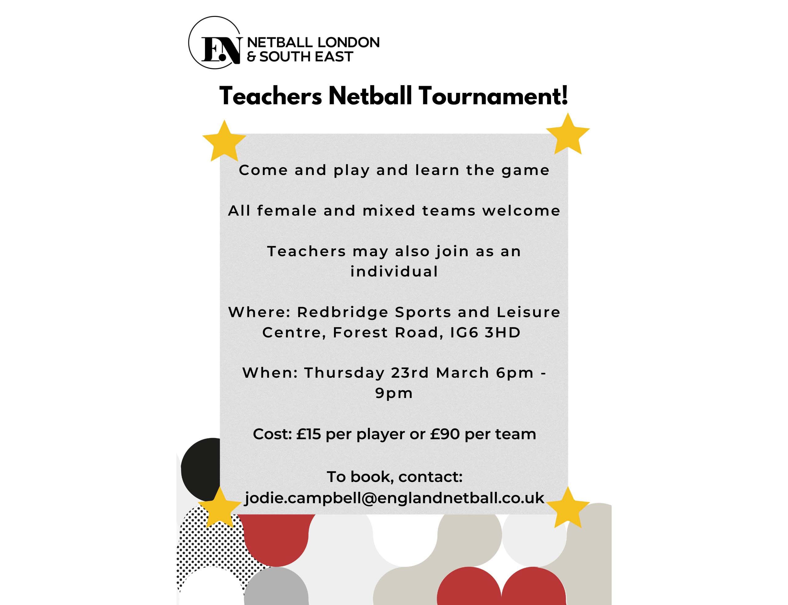 Teachers Netball Tournament Poster